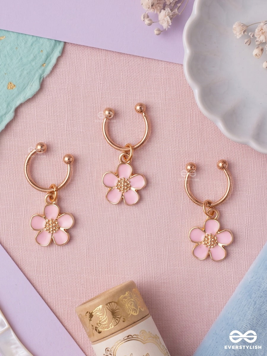 Rosy Rush – Mini Daisy Hair Cuff Set Of 3 With Blush Pink Flower Charms
