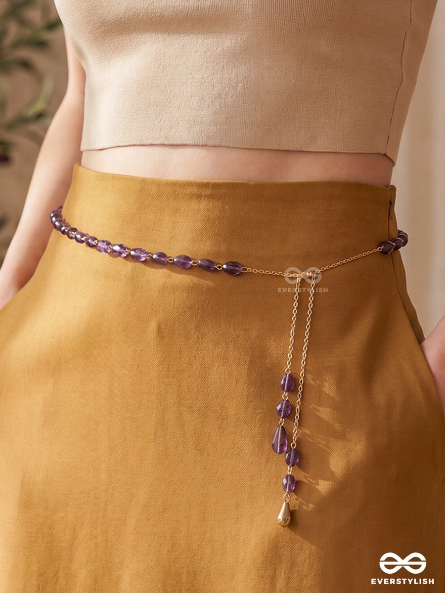 Twilight Gem – Multiway Chain With Faceted Purple Crystal Beads That Can Be Styled As Necklace; Scarf-Style Necklace; Waist Chain; Knot Necklace