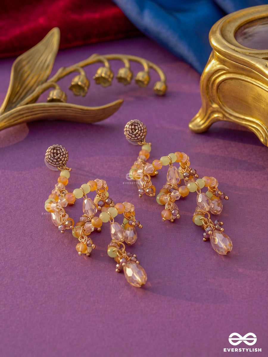 Morning Bloom – Spiral Earring With Champagne Crystal Drops And Pearl Clusters