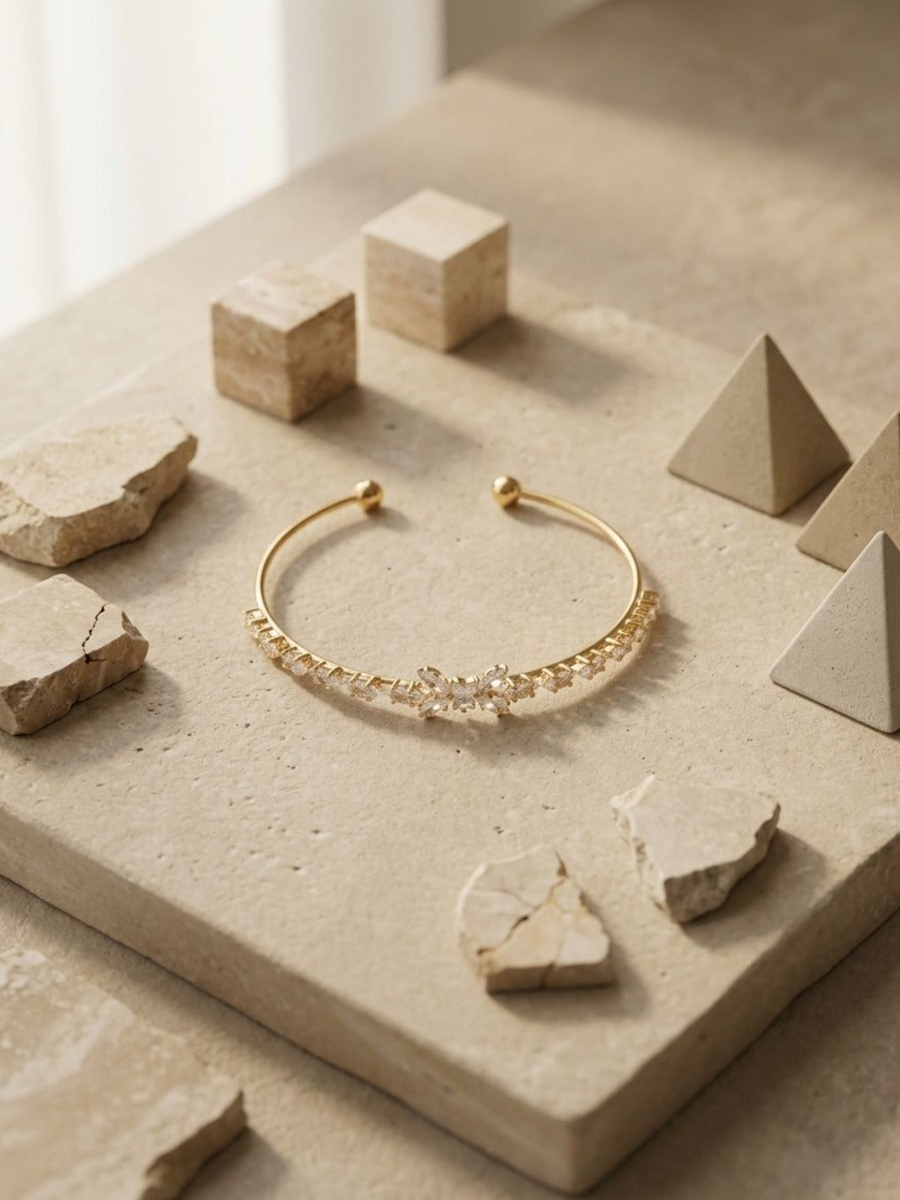 Honey Kissed - Dainty Golden-Tone Bracelet With Crystals