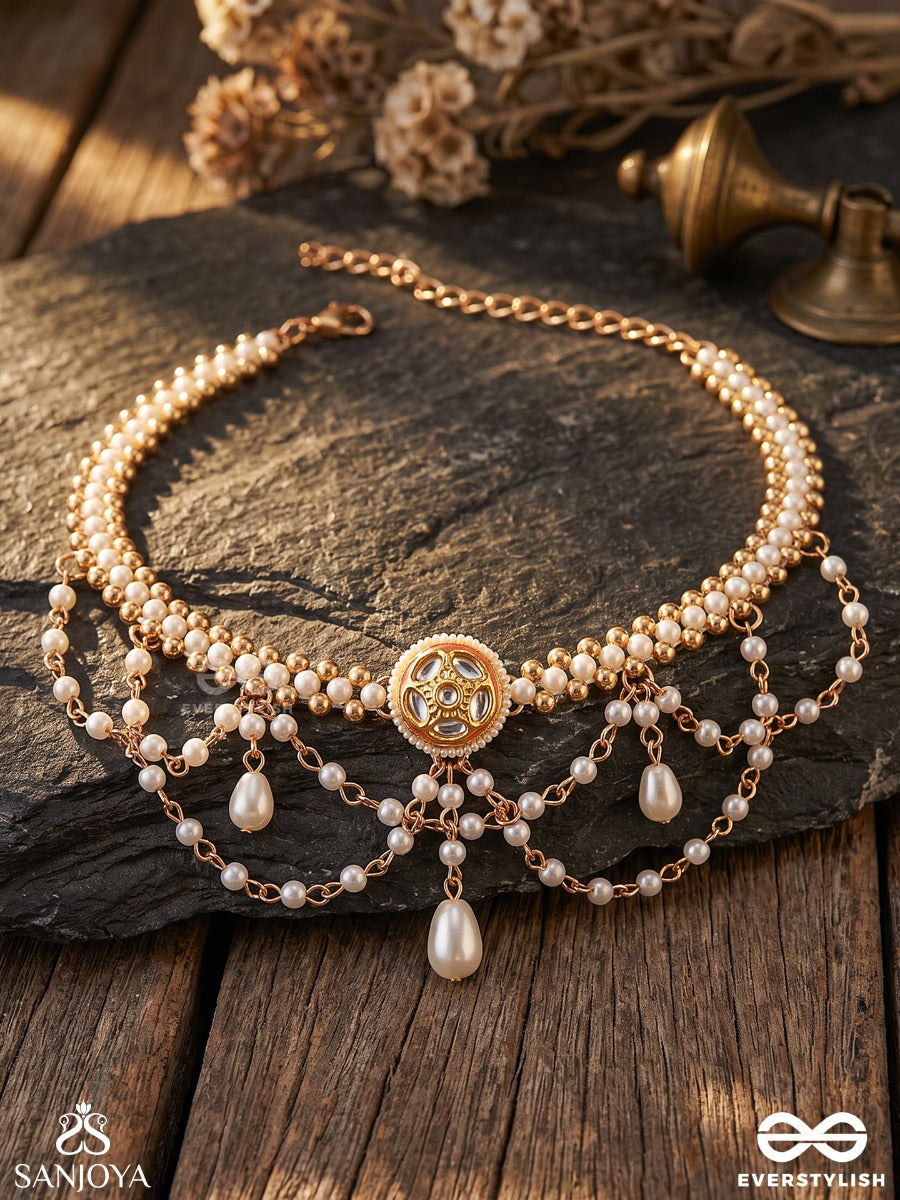 Taniraa – Gentle Stream – Heritage Armlet (Single) With Triple Pearl Strands, Floral Medallion And Delicate Pearl Vine Chains