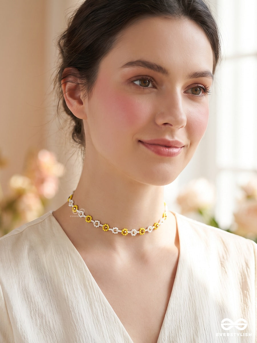 Butterbloom – Delicate Yellow Floral Choker With Dainty Gold-Tone Accents