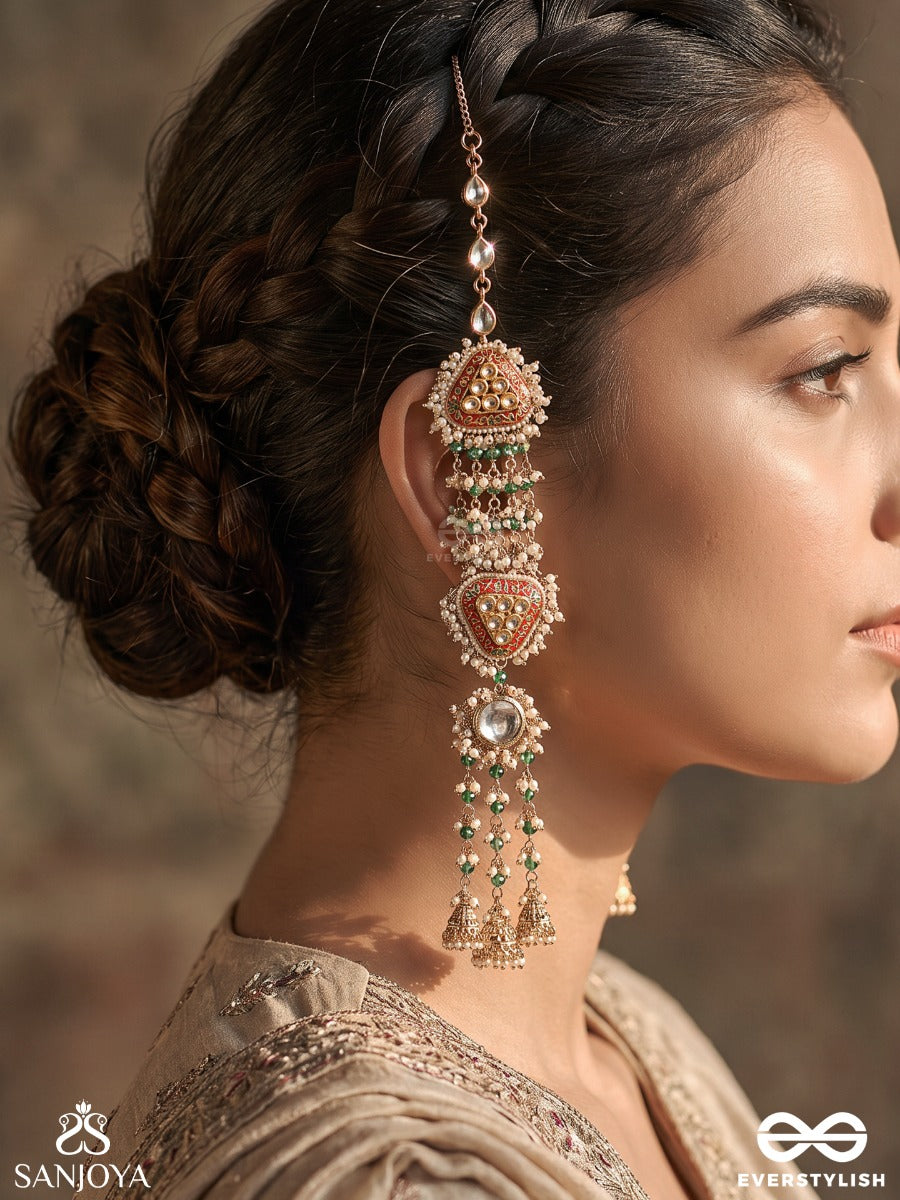 Phulkari – Flower Craft – Heritage Kaanchain Earrings With Floral Motifs, Pearl Accents, Warm Gem Details And Cascading Danglers