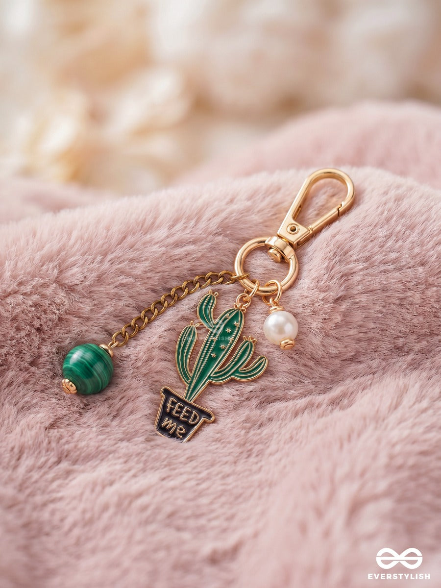 Prickly Cute – Cactus Bag Charm With Pearl Accent