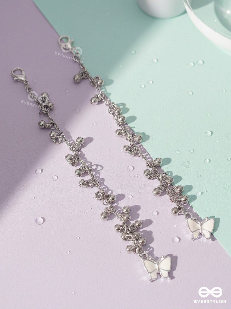 Butterfly Branch – Hair Clip Set Of 2 With Silver Berry Clusters And Butterfly Charms
