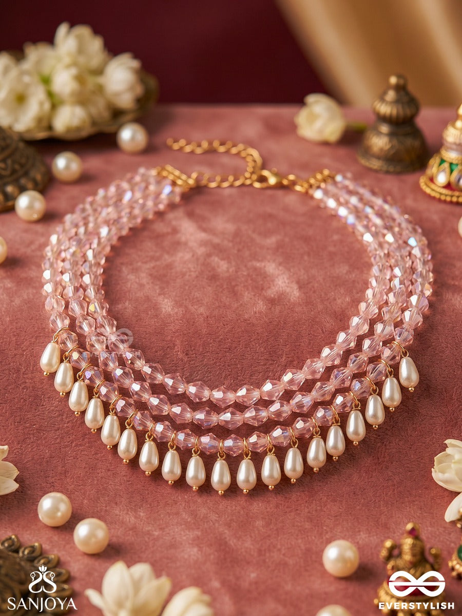 Pushkari – Sacred Lotus – Elegant Three-Row Choker With Lustrous Pearl Strands And Delicate Pearl Fringes