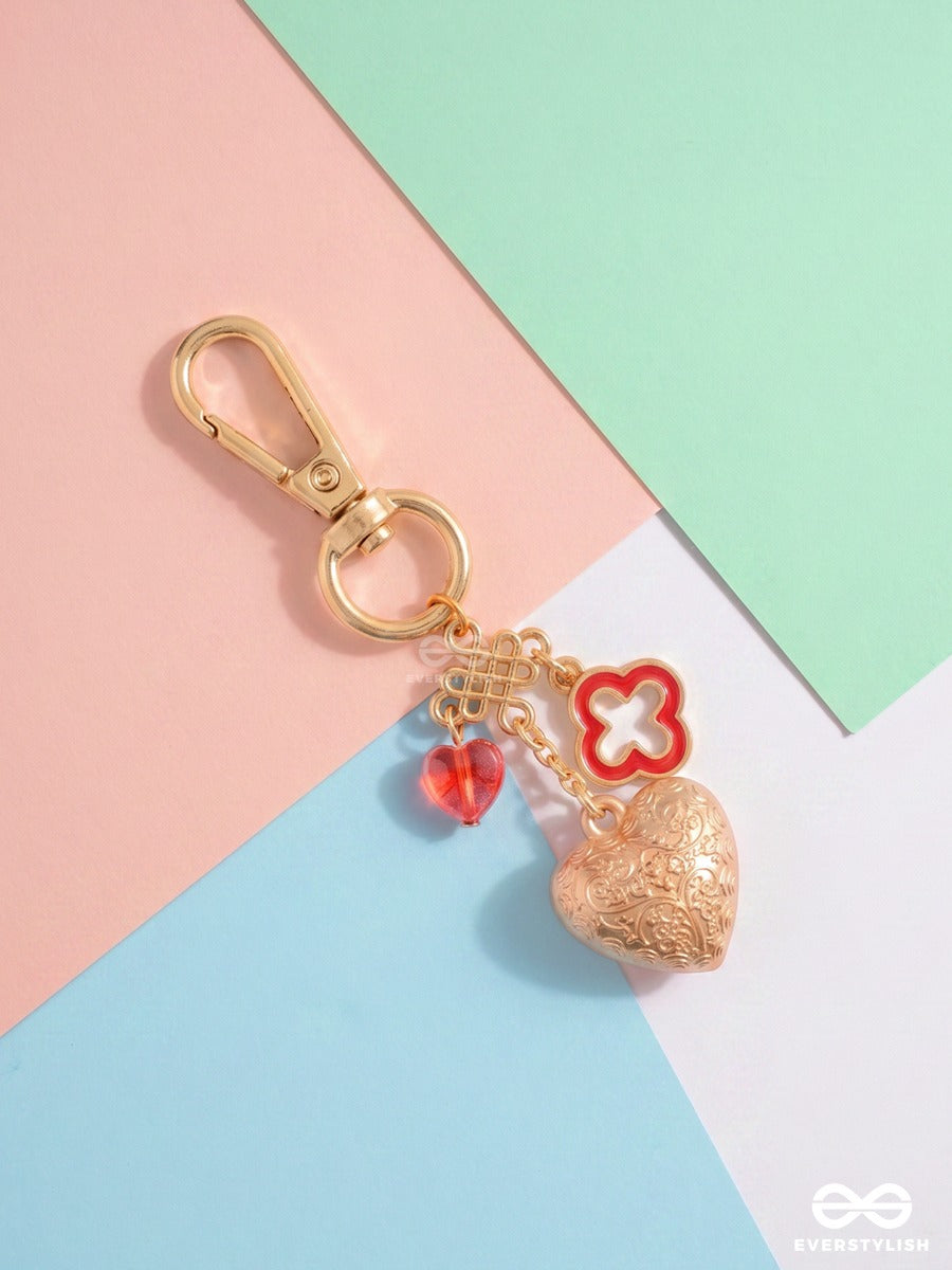 Love Token – Cute Bag Charm With Heart And Floral Accents