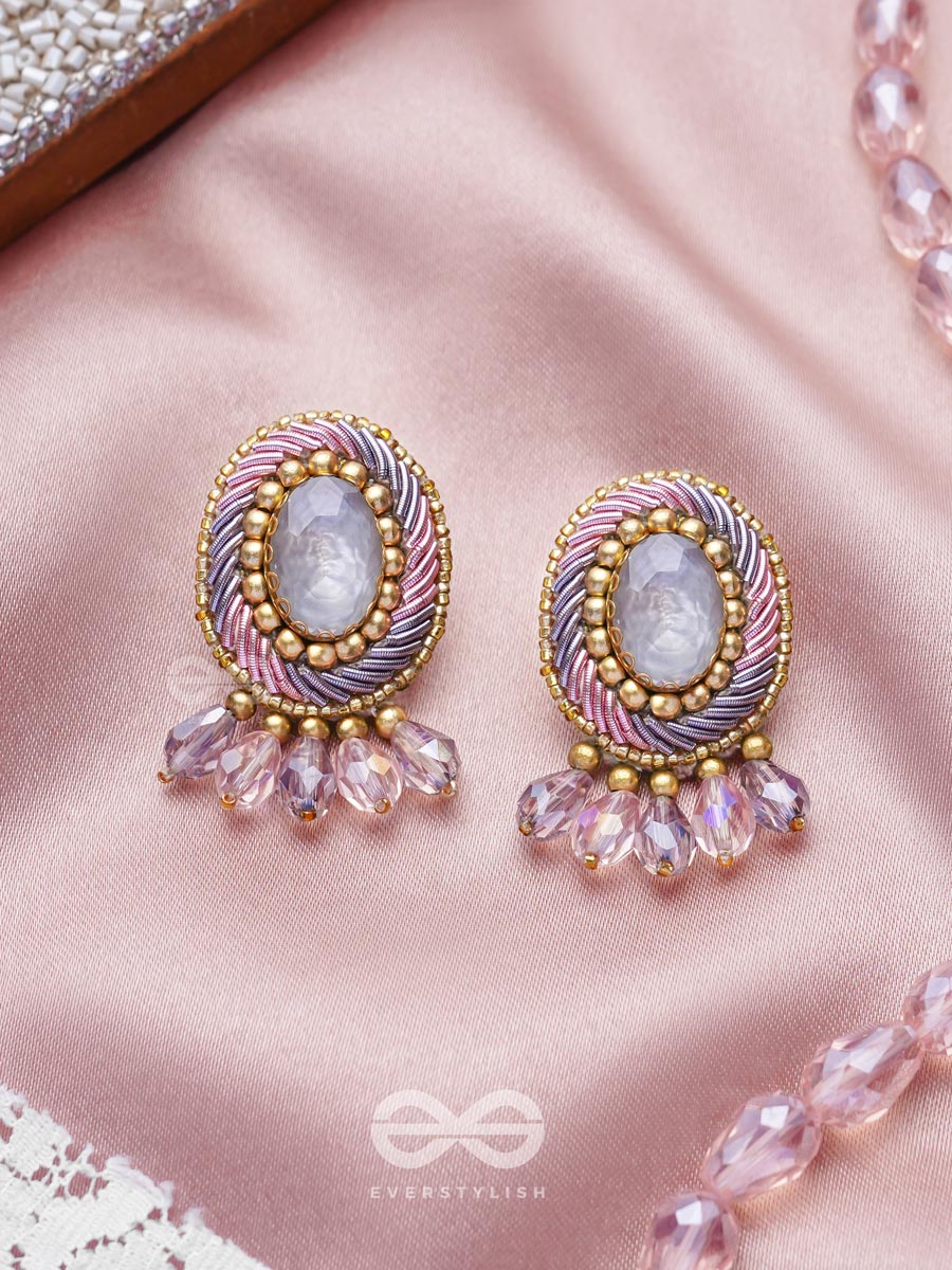 Arkasman- The Crystal Ball- Stones And Beads Embroidered Earrings