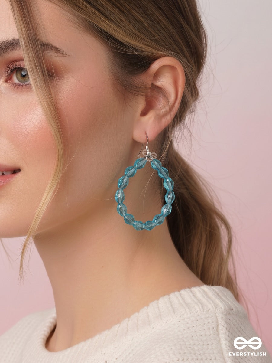Sea Crystal – Faceted Blue Crystal Teardrop Earrings