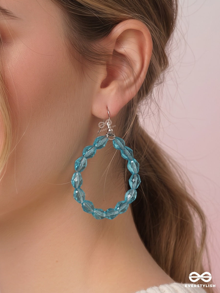 Sea Crystal – Faceted Blue Crystal Teardrop Earrings