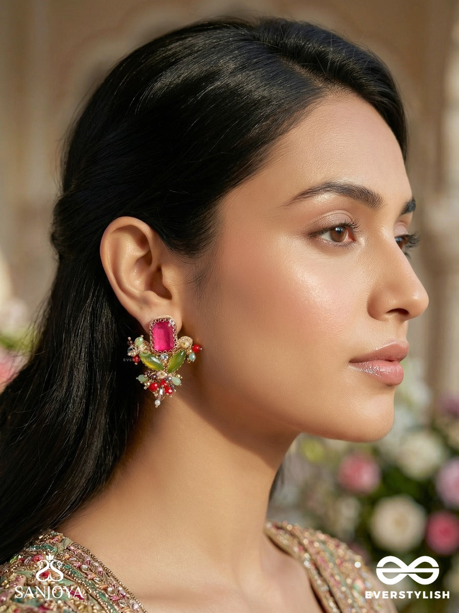 Tejani - The Dazzling Gems - Stone And Beads Embroidered Earrings