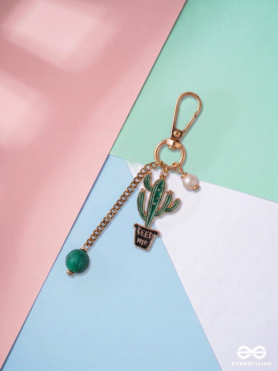 Prickly Cute – Cactus Bag Charm With Pearl Accent