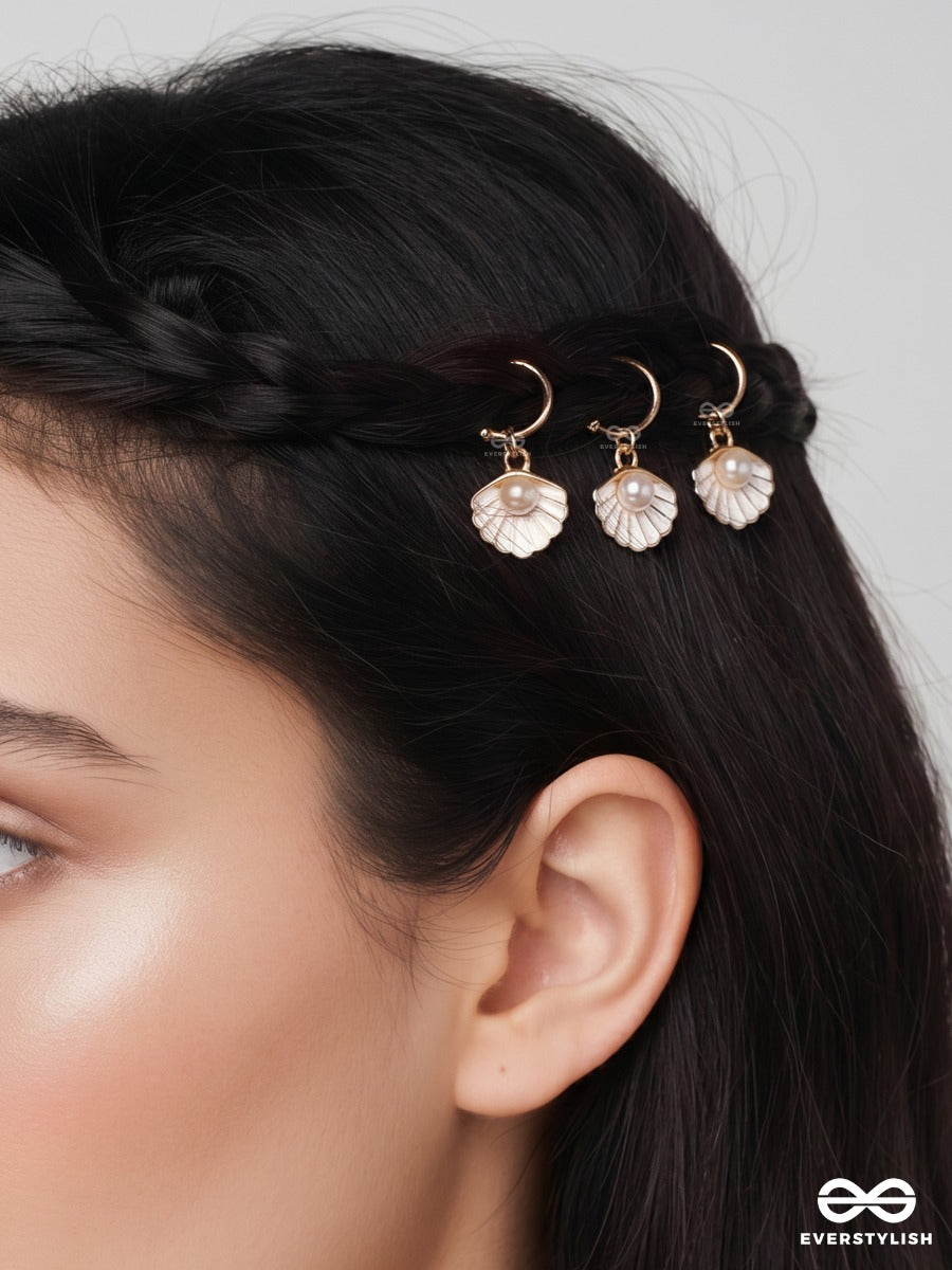 Seabloom – Gold-Tone Hair Accessory Set Of 3 With Shell Charms