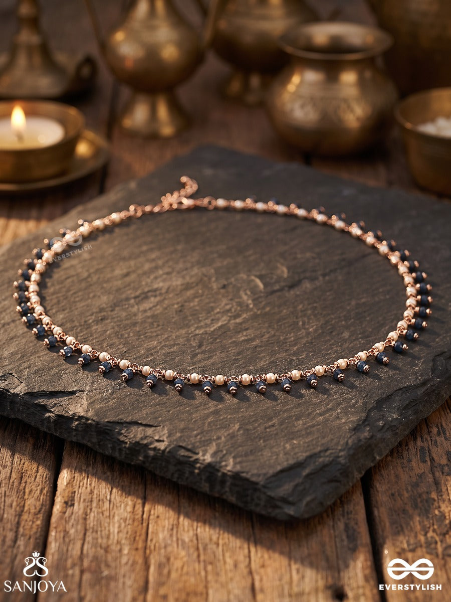 Mekhala – Sacred Waist Ornament – Heritage Waistchain With Black Bead Detailing, Delicate Golden Chainwork And Minimal Charms