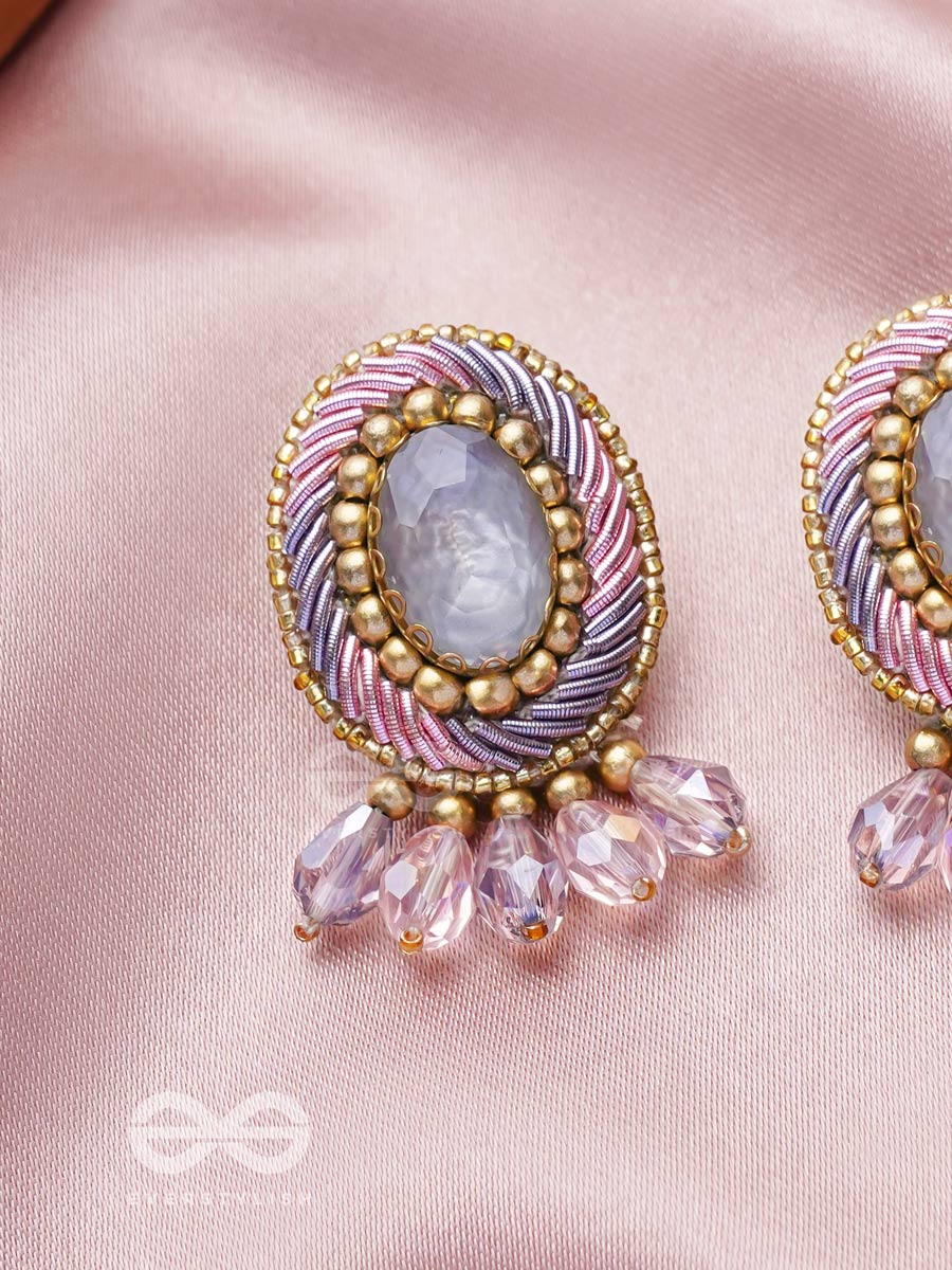 Arkasman- The Crystal Ball- Stones And Beads Embroidered Earrings