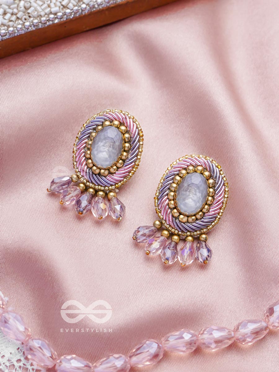 Arkasman- The Crystal Ball- Stones And Beads Embroidered Earrings