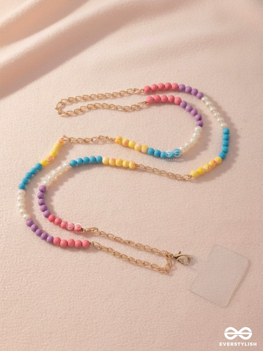 Candy Connect – Multicolour Beaded Phone Sling With Gold-Tone Chain