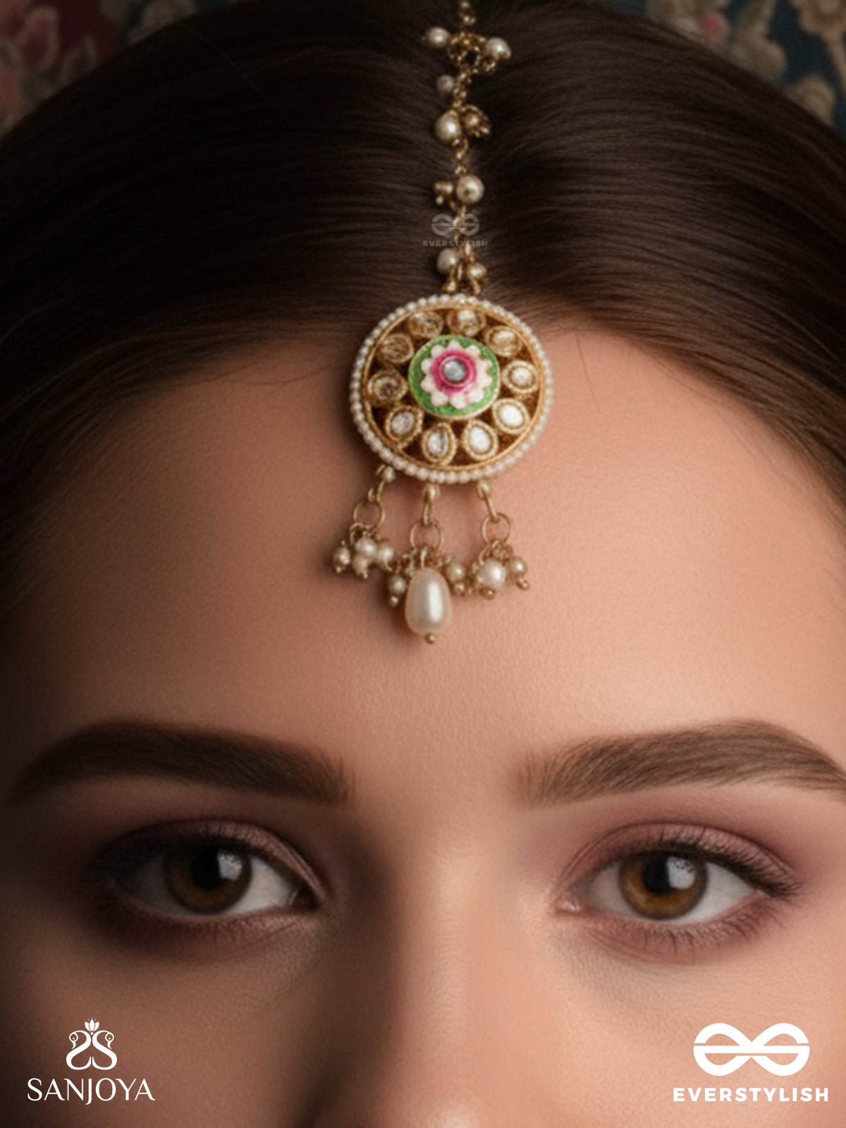 Tarunima - Freshness- Simple Graceful Maangtika With Gemstones, Kundan And Pearls