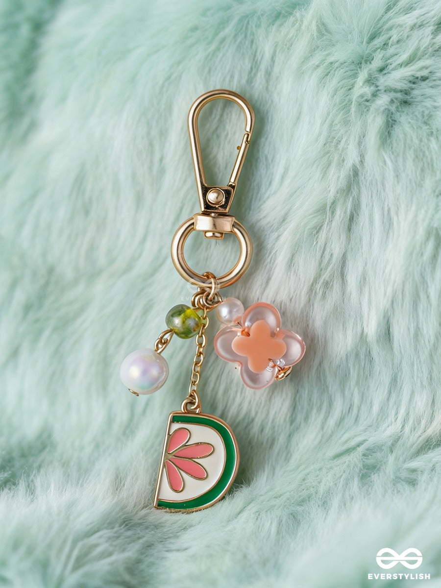 Peach Fizz – Fruity Bag Charm With Floral Accents