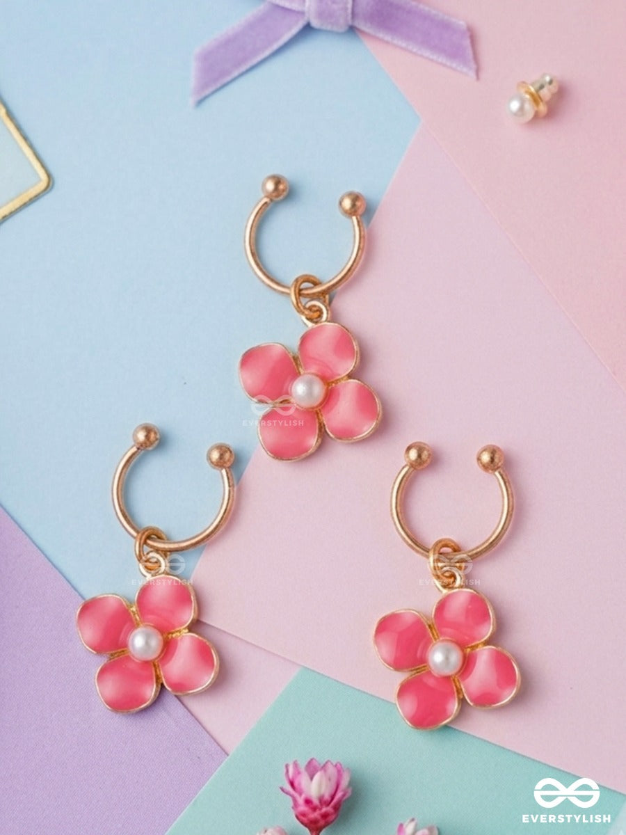Hibi Kiss – Tropical Flower Hair Accessory Set Of 3 With Coral Enamel Charms And Gold Details