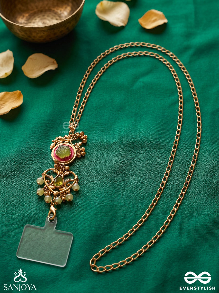 Nakkashi – Ornate Artistry – Heritage Phone Sling With Golden Chainwork, Colourful Enamel Motifs And Delicate Ghungroo Charms