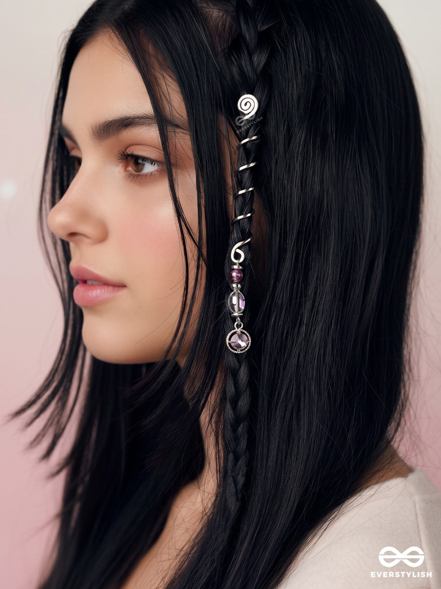 Sugarplum – Silver Spiral Braidlet With Pink Pastel Beads And Charm Drop