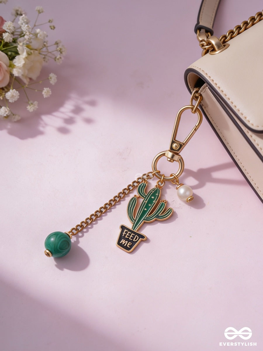 Prickly Cute – Cactus Bag Charm With Pearl Accent