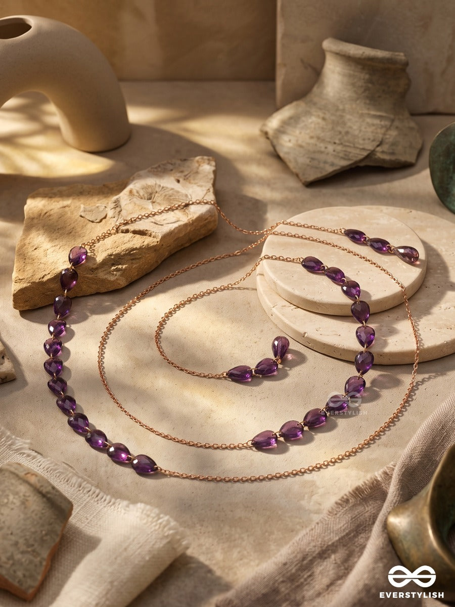 Twilight Gem – Multiway Chain With Faceted Purple Crystal Beads That Can Be Styled As Necklace; Scarf-Style Necklace; Waist Chain; Knot Necklace