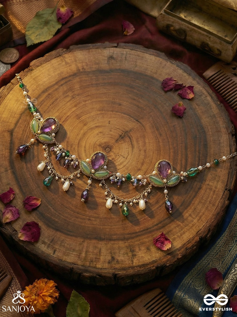 Aabharan - The Royal Ornament - Stones, Beads, Glass And Pearl Drop Embroidered Neckpiece With Anti-Tarnish Coating