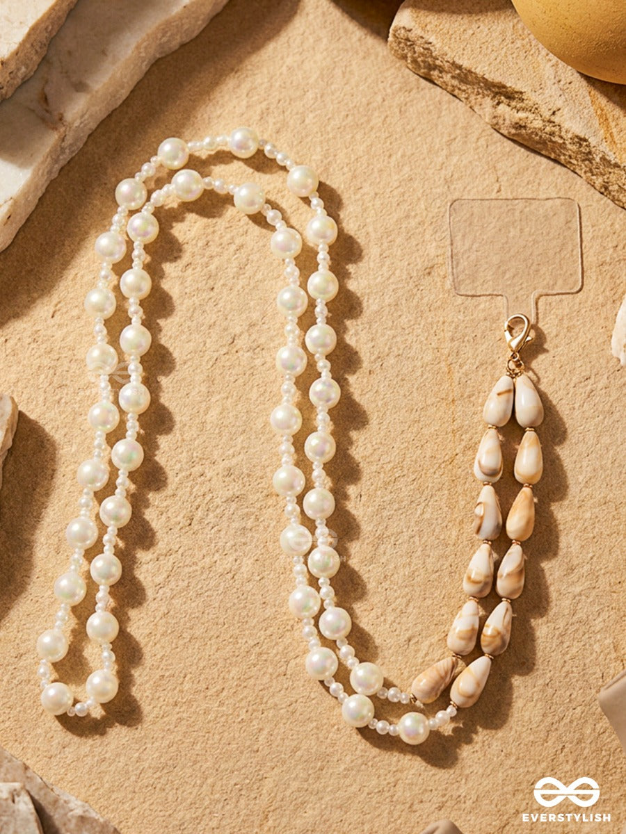 Pearl On Call – Pearl Phone Sling With Natural Shell Details