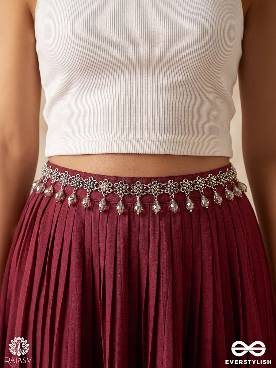 Sukriti – Oxidised Waist Chain With Floral Links And Danglers