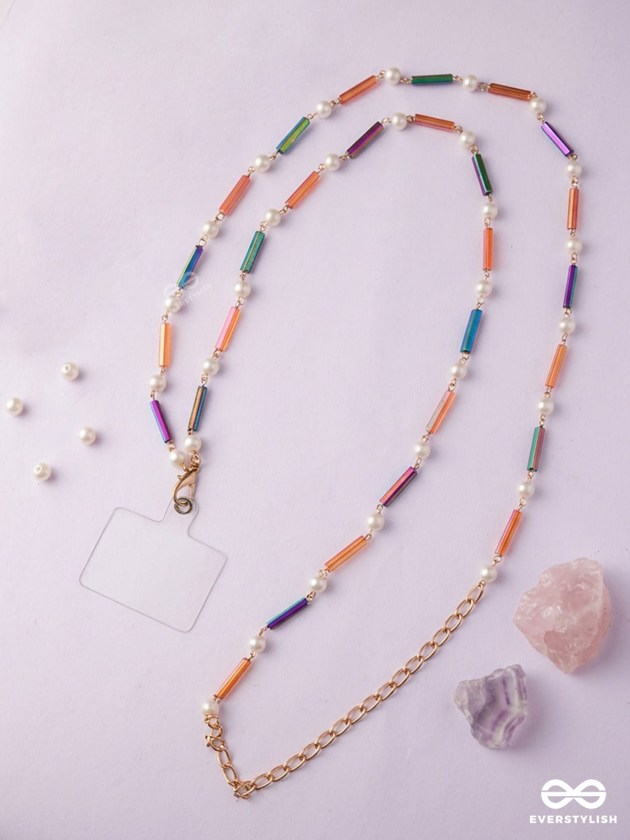 Multicolour Beaded Phone Sling With Pearl Accents