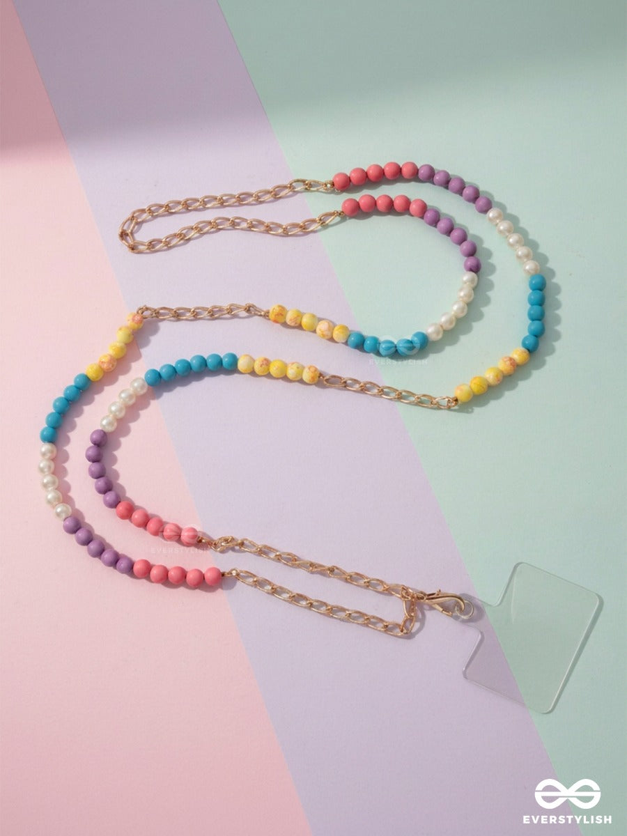 Candy Connect – Multicolour Beaded Phone Sling With Gold-Tone Chain