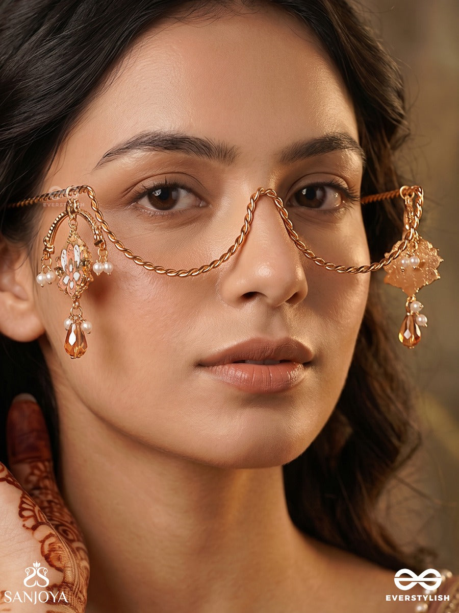 Kamodika – Bringer Of Joy – Delicate Face Let With Flowing Chains, Crystal Drops And Pearl Accents