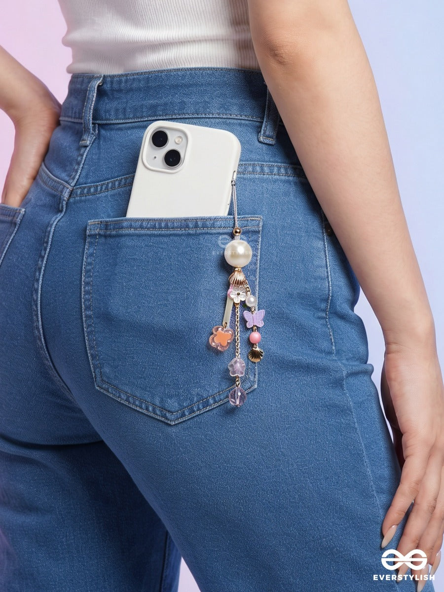 Peachy Keen – Pastel Phone Charm With Flower Details
