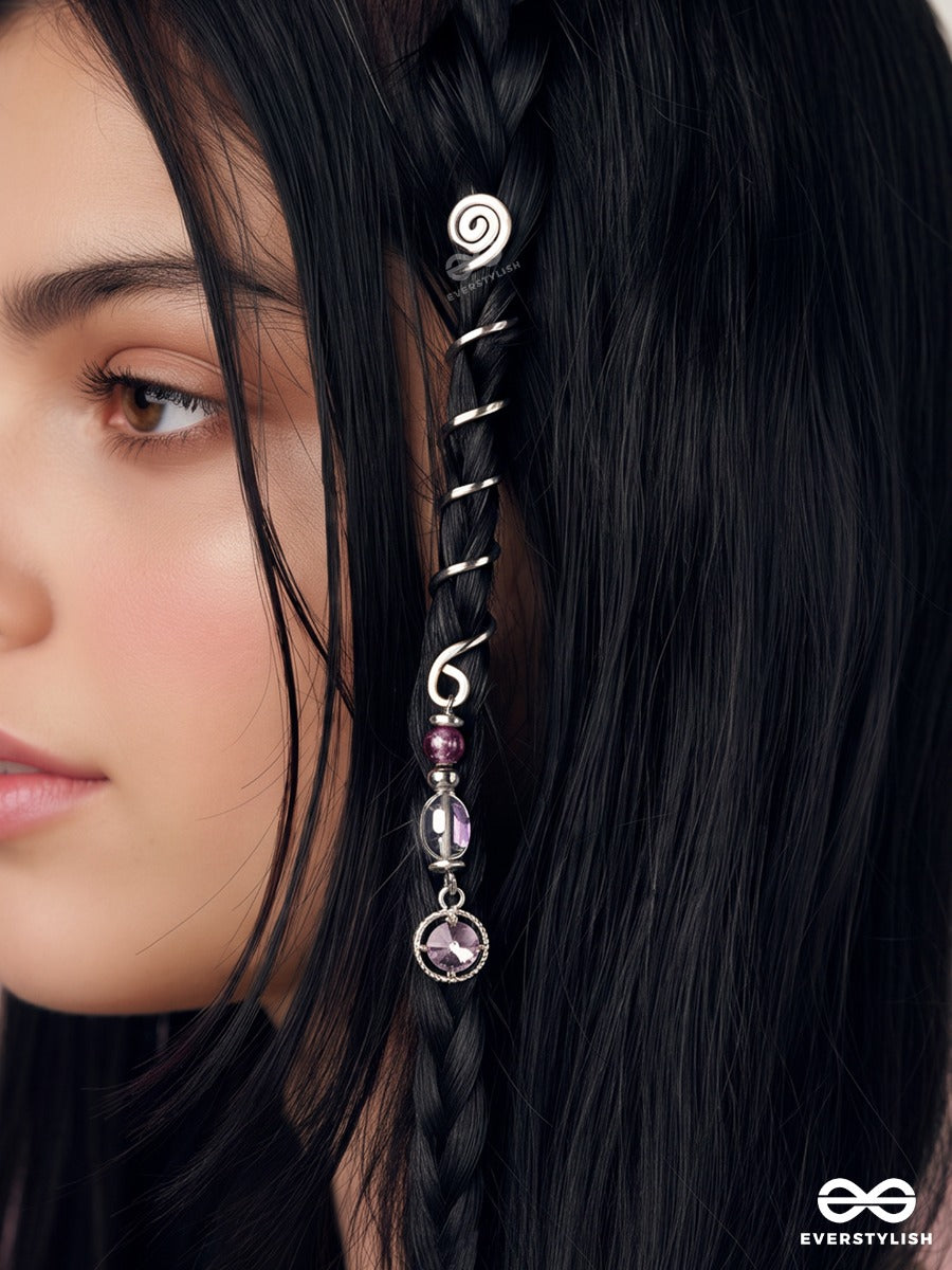 Sugarplum – Silver Spiral Braidlet With Pink Pastel Beads And Charm Drop