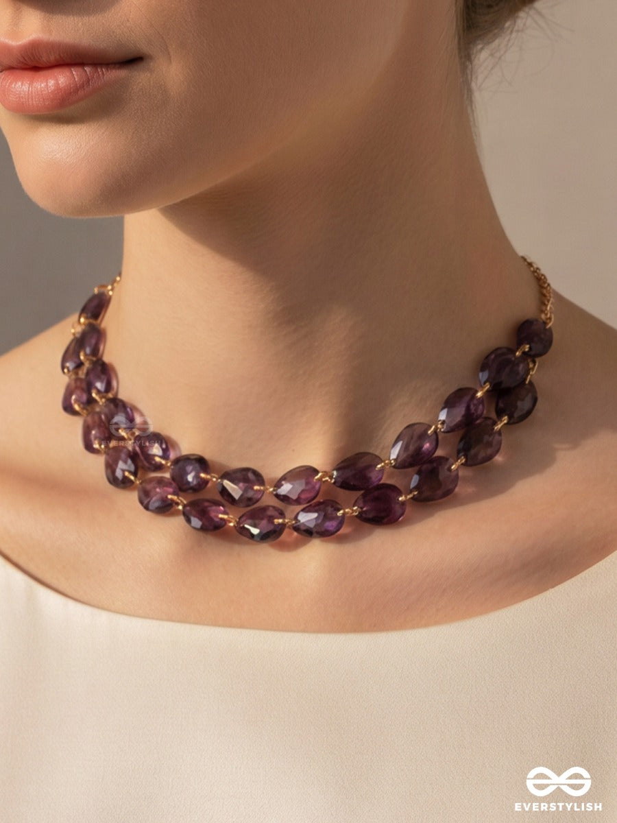 Twilight Gem – Multiway Chain With Faceted Purple Crystal Beads That Can Be Styled As Necklace; Scarf-Style Necklace; Waist Chain; Knot Necklace