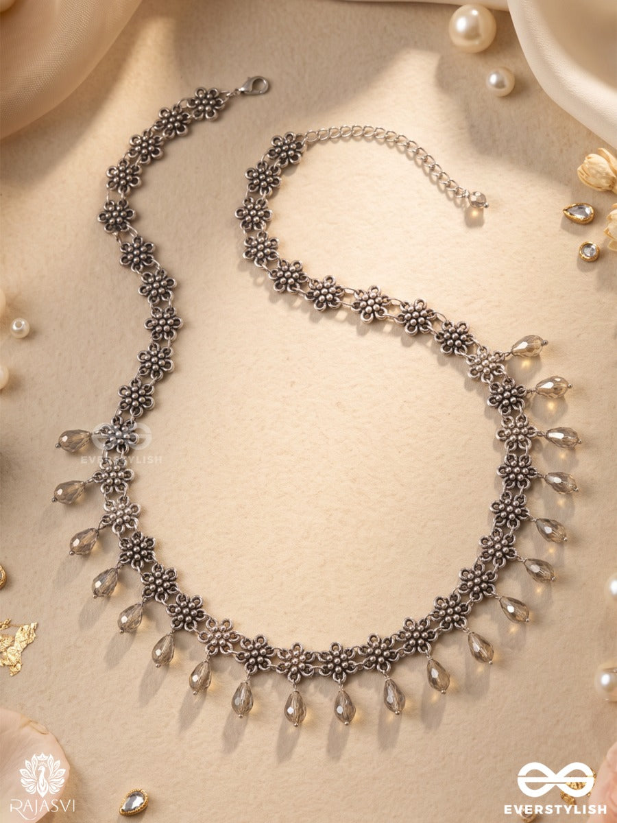 Sukriti – Oxidised Waist Chain With Floral Links And Danglers