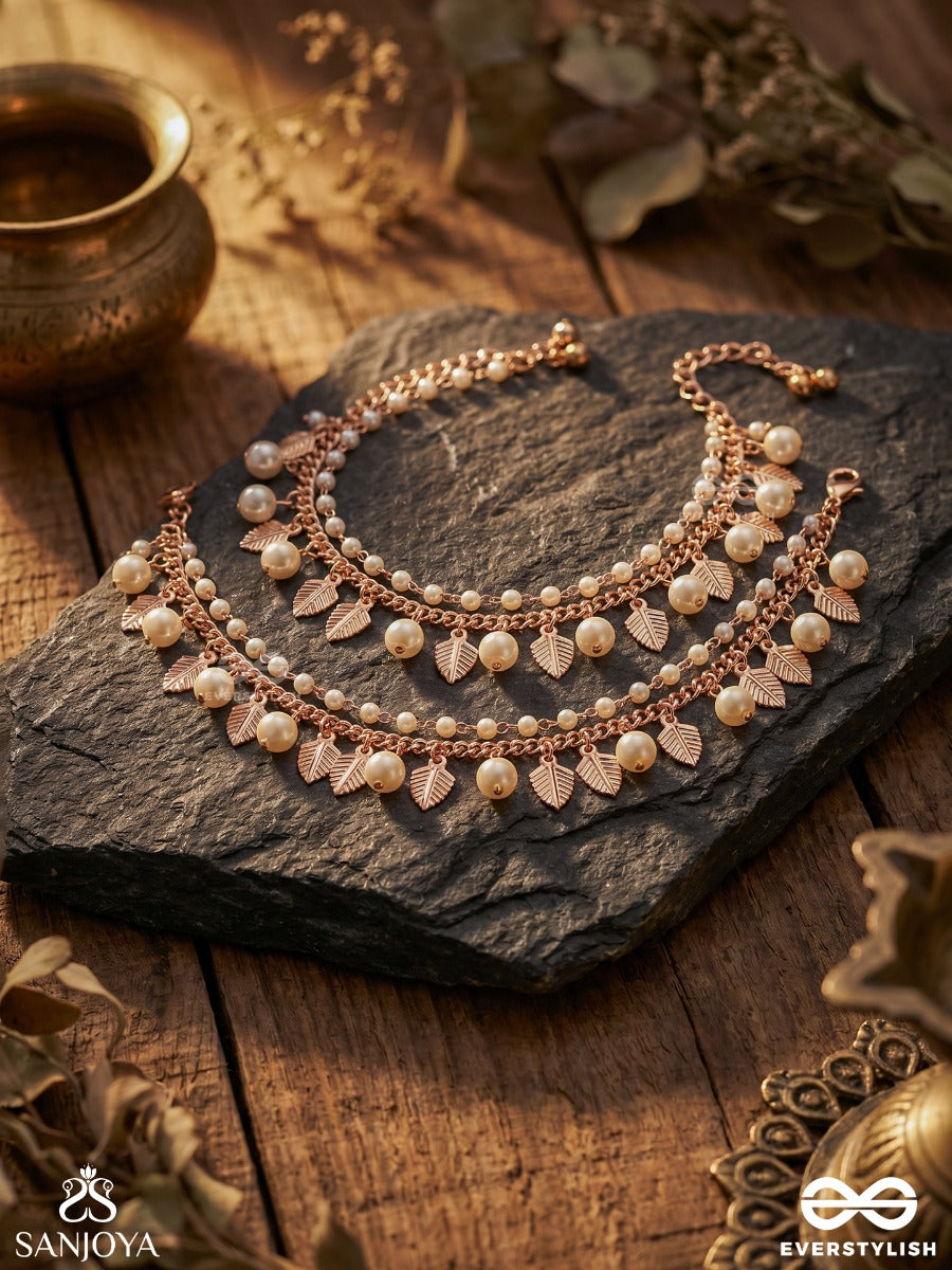 Raunika – Graceful Radiance – Delicate Pajeb (Anklet) Set Of 2 With Shimmering Crystal Drops And Dainty Chain Details