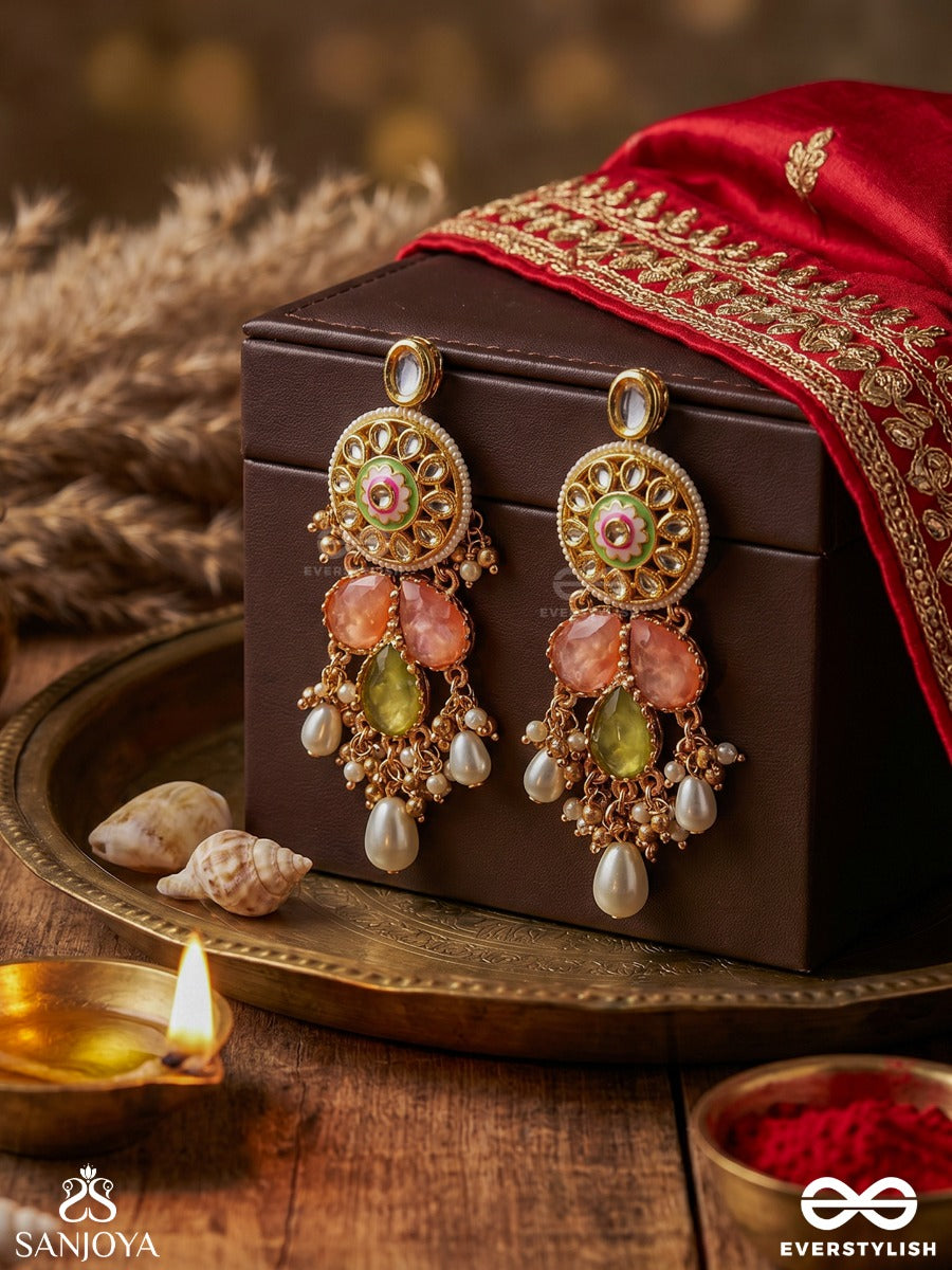 Tarunima - Freshness- Simple Graceful Earrings With Gemstones, Kundan And Pearls