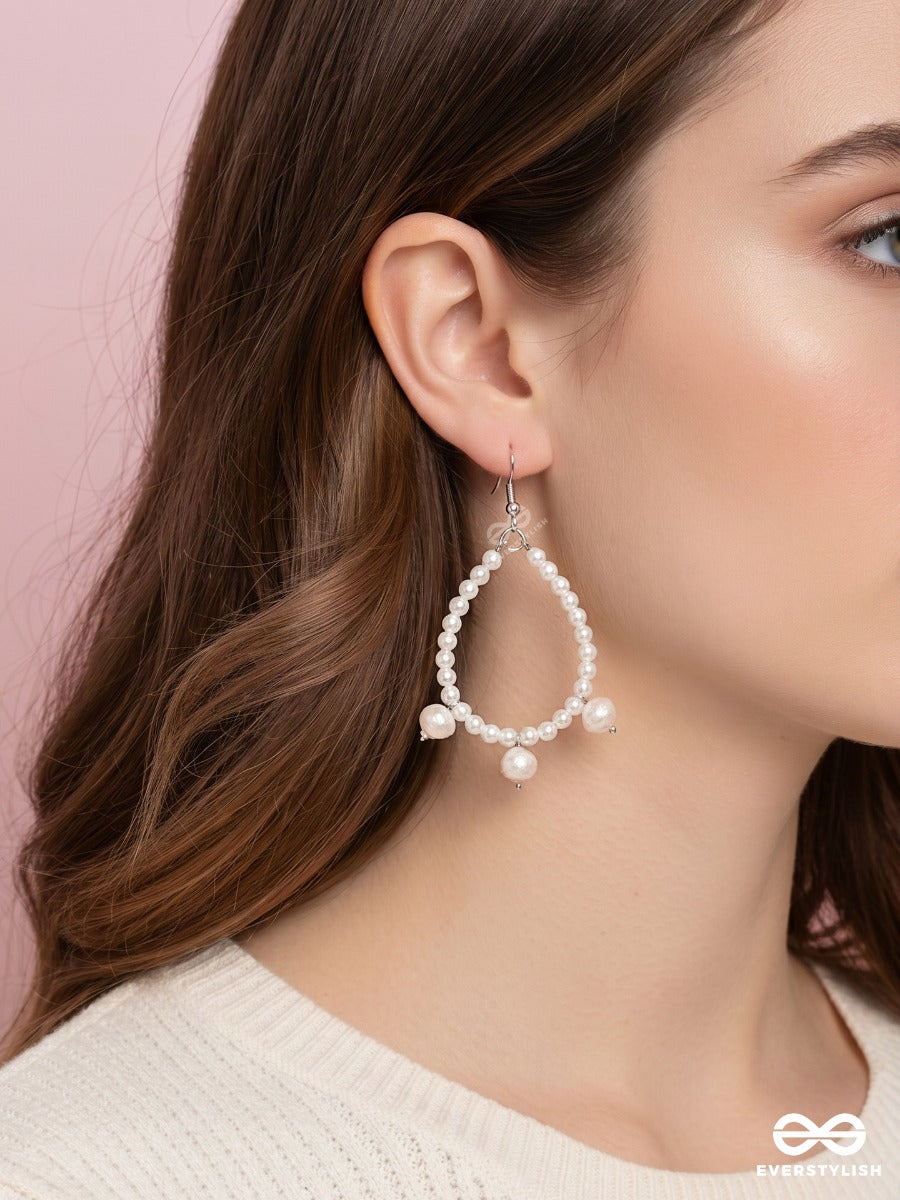 Moon Bloom – Delicate Pearl Hoop Earrings With Faceted Bead Accents