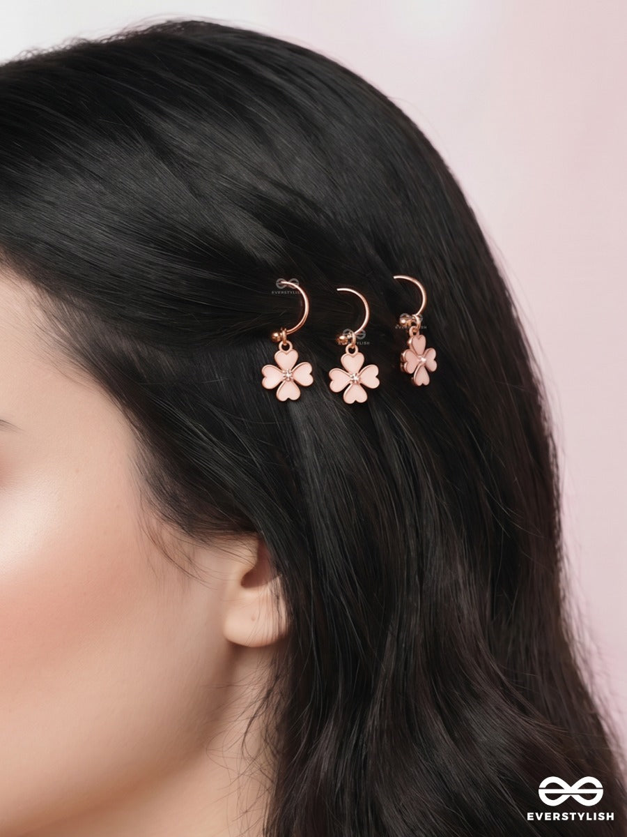 Blossom Babe – Gold-Tone Hair Accessory Set Of 3 With Pastel Flower Charms