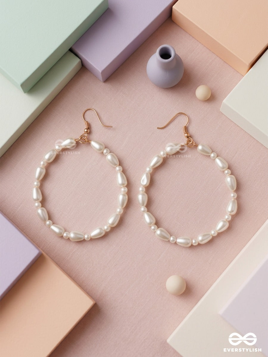 Pearl Eclipse – Elegant Pearl Beaded Hoop Earrings