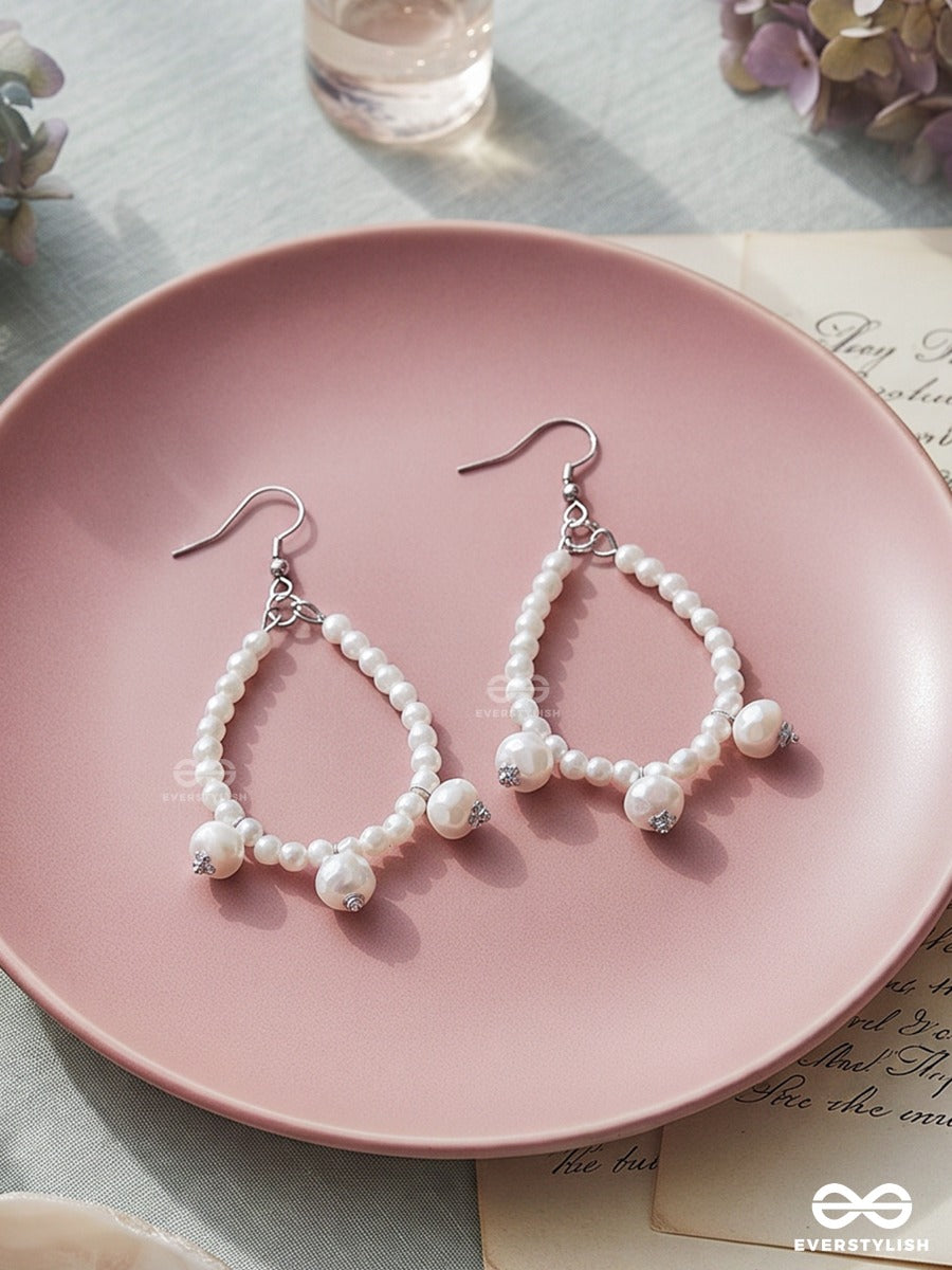 Moon Bloom – Delicate Pearl Hoop Earrings With Faceted Bead Accents