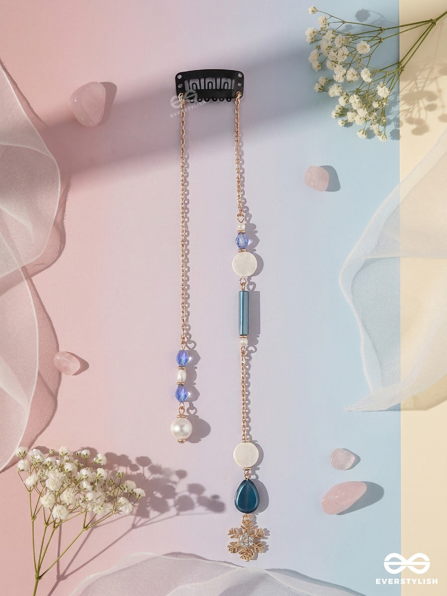 Marina Bloom – Hair Clip With Navy Stones, Pearls, Blue Crystals And Daisy Charm