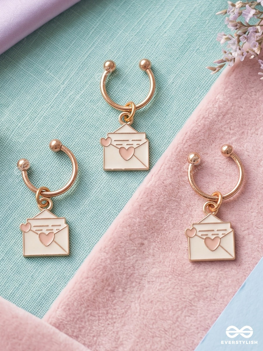 Love Note – Love Letter Hair Cuff Set Of 3 With Enamel Envelope Charms