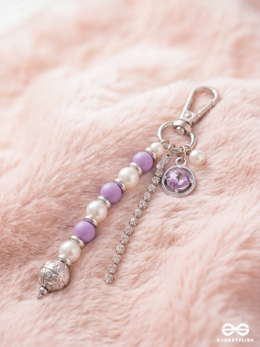 Lavender Latte – Pastel Bag Charm With Crystal Accents