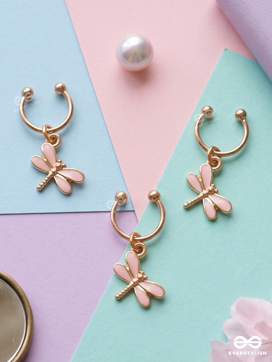 Blush Wings – Gold-Tone Hair Accessory Set Of 3 With Dragonfly Charms