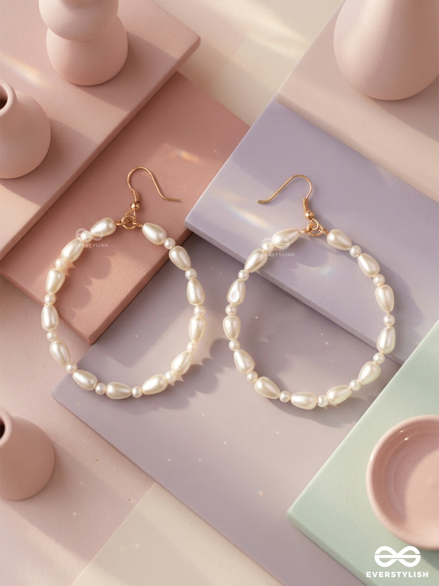 Pearl Eclipse – Elegant Pearl Beaded Hoop Earrings
