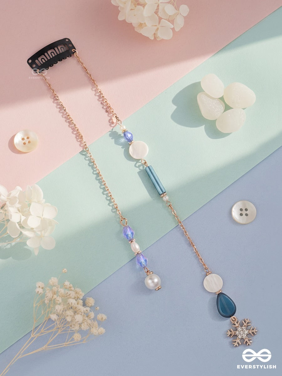 Marina Bloom – Hair Clip With Navy Stones, Pearls, Blue Crystals And Daisy Charm